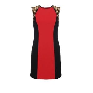 Michael Kors Dress black and red with gold studs and zipper. Size 0 worn once